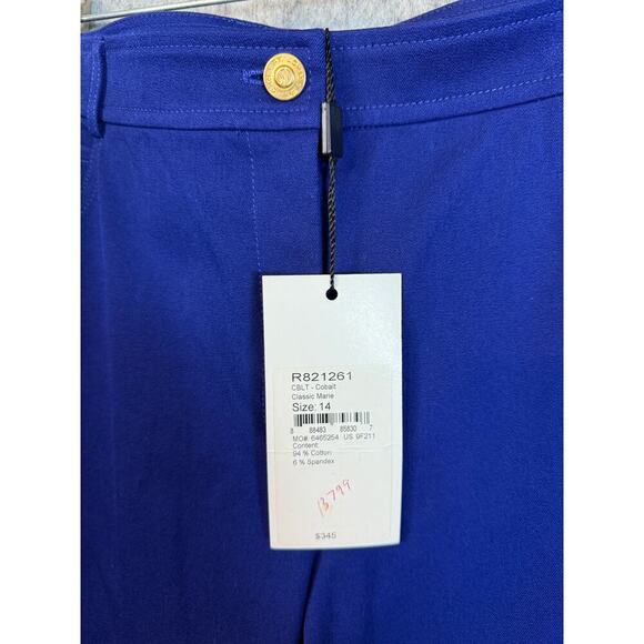 NEW ST. JOHN Womens Classic Marie Cobalt Blue Pants Size 14 - Picture 2 of 10